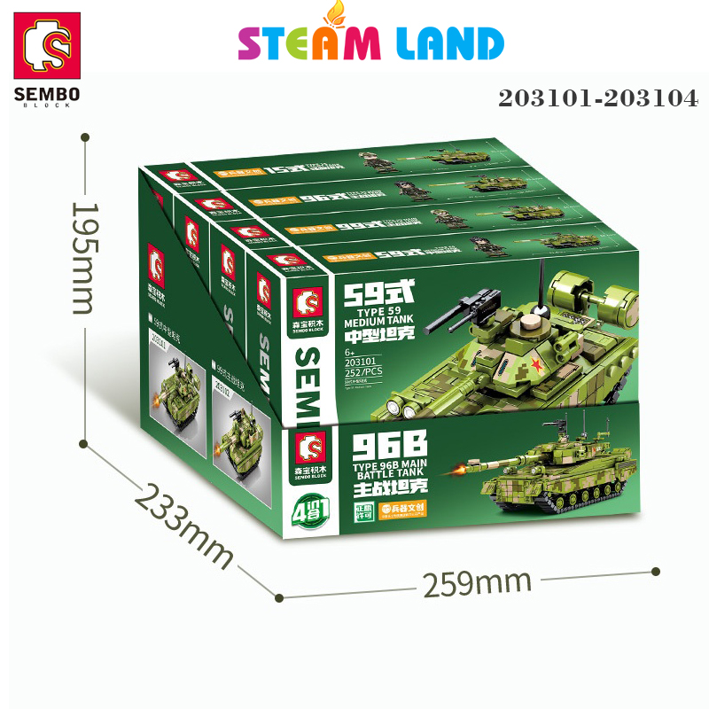 Xe tăng quân sự – SEMBO 203104 - Đồ chơi thông minh Steamland